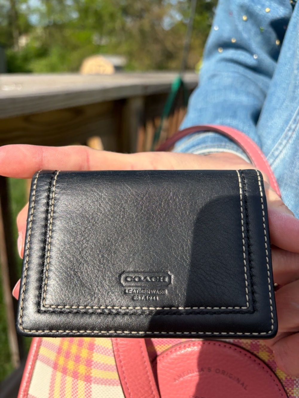 vintage y2k Coach mini Black Leather Card Case/Wallet *very good**